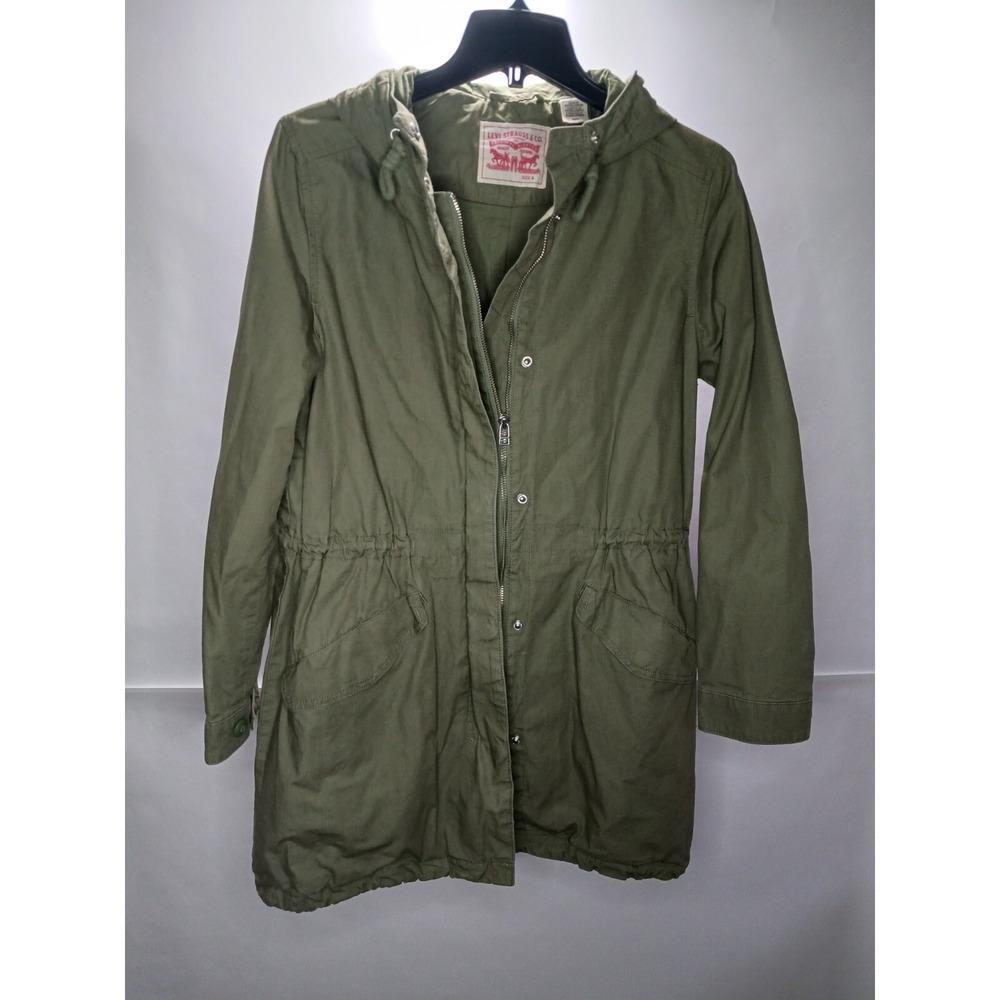 Minimalist Levi's Olive Green Women Sz S Utility Field Jacket Cinch Coat Cotton